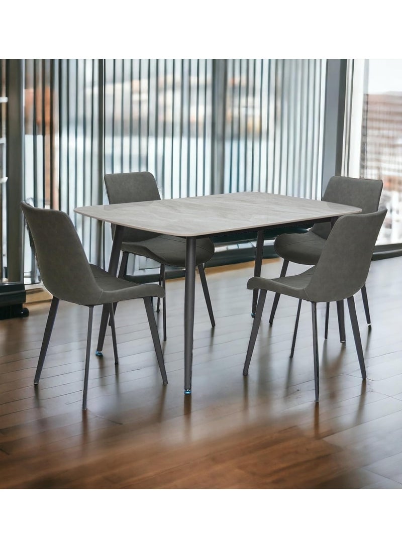 LHFHOMT 5-Pieces Dining Sets, 1 Piece Rectangular Table With with 4 Chairs Modern Design Furniture for Home, Dining Room, Cafeteria - Image 2